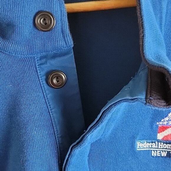 Lands End Collared Pullover Sweater Mens Blue size XXL FHLB NY Logo - Picture 5 of 10